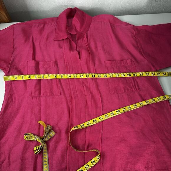 IC Connie K Top Tunic Womens XL Pink Sheer Flowy Blouse Art Light Weight - Picture 7 of 9